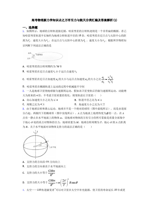 高考物理新力学知识点之万有引力与航天分类汇编及答案解析(1)