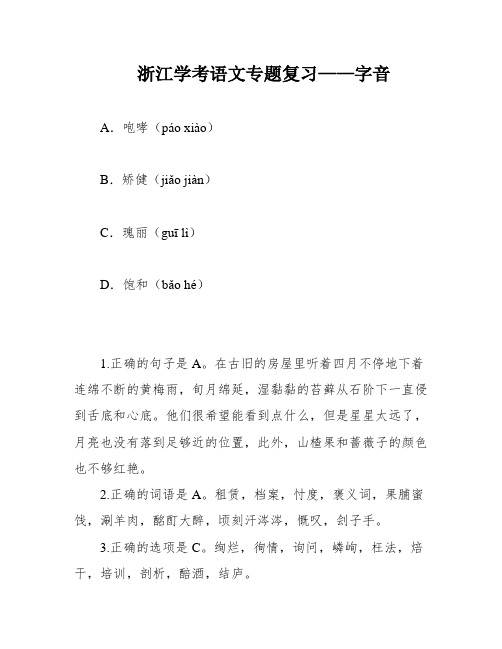 浙江学考语文专题复习——字音