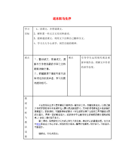 山东省临沂市蒙阴县第四中学八年级语文下册 《送东阳马生序》(第2课时)导学案(无答案) 新人教版