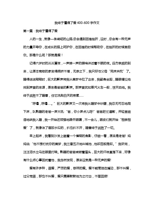 我终于懂得了爱400-600字作文