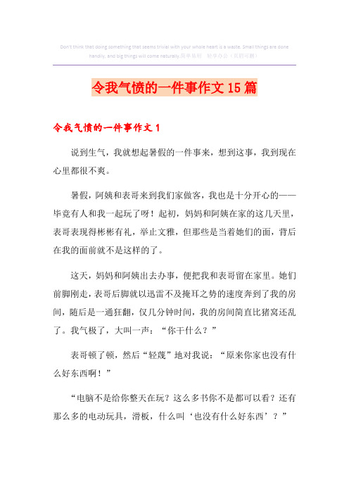 令我气愤的一件事作文15篇