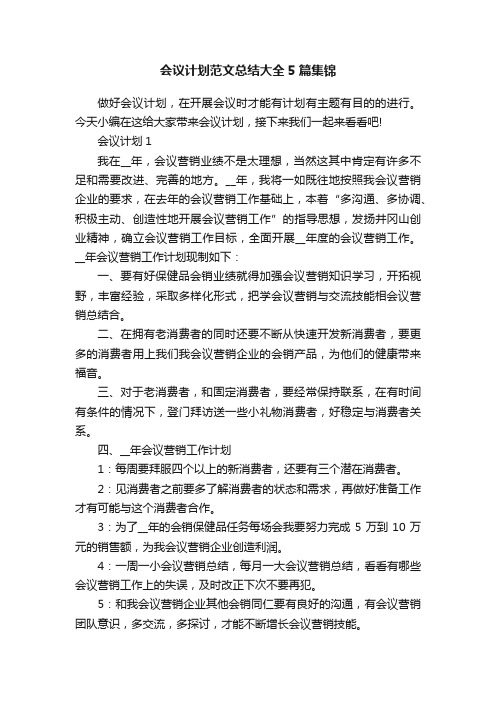 会议计划范文总结大全5篇集锦