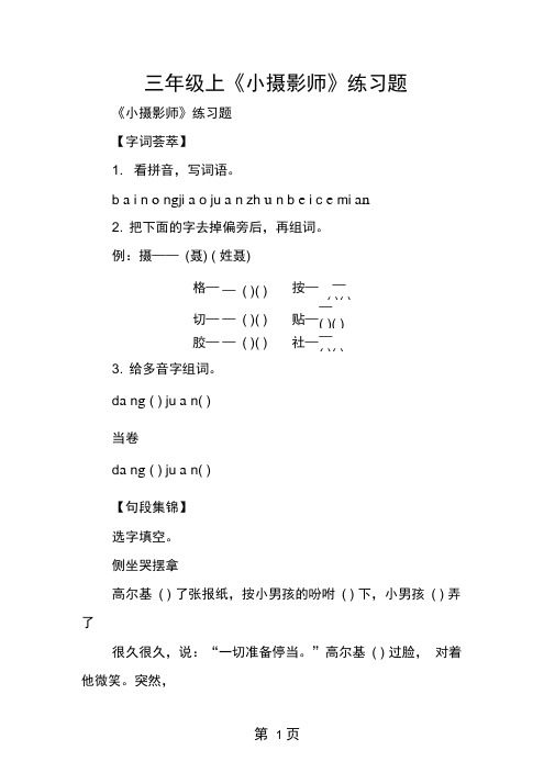 三年级上小摄影师练习题