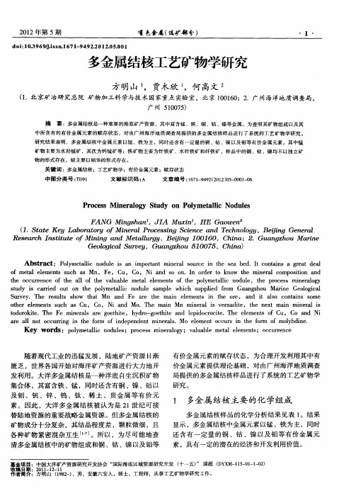多金属结核工艺矿物学研究