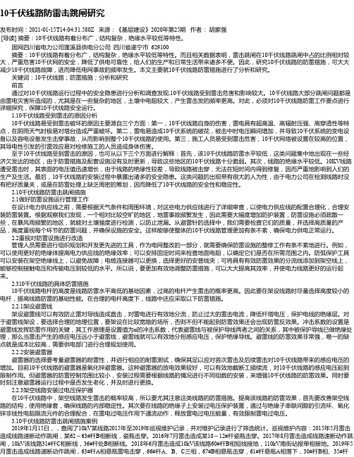 10千伏线路防雷击跳闸研究