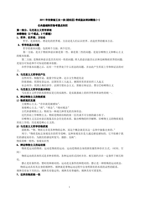 2011年甘肃省三支一扶(进社区)政治哲学篇