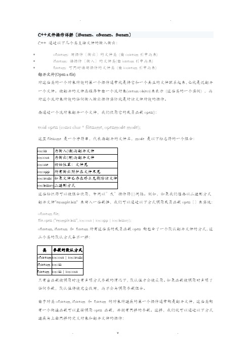 C++文件操作详解(ifstream、ofstream、fstream)