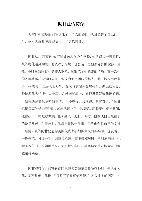 阿甘正传简介