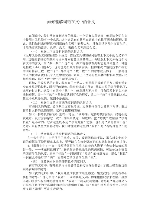 如何理解词语在文中的含义