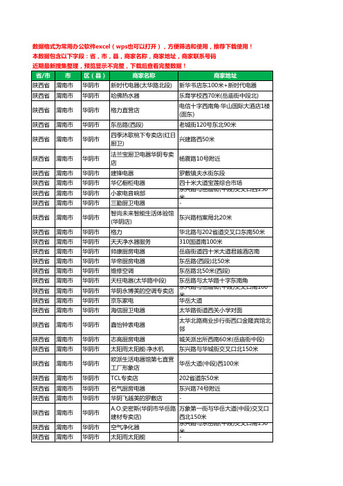 2020新版陕西省渭南市华阴市家用电器工商企业公司商家名录名单联系电话号码地址大全113家