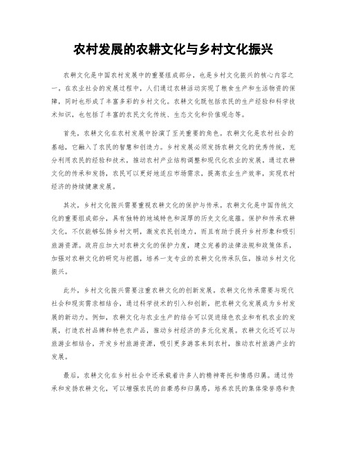 农村发展的农耕文化与乡村文化振兴