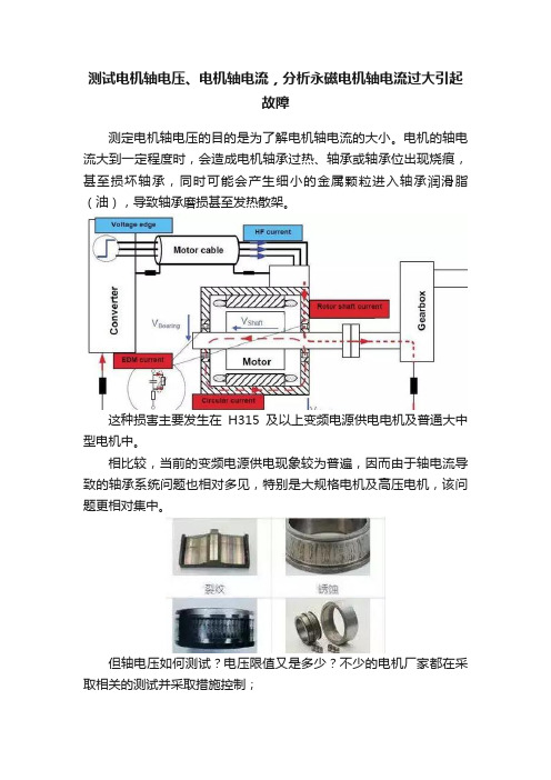 测试电机轴电压、电机轴电流，分析永磁电机轴电流过大引起故障