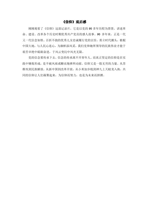 《信仰》观后感