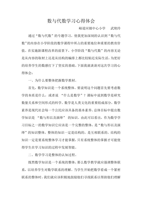 数与代数学习心得体会