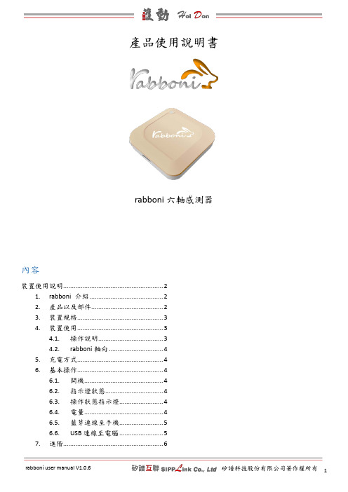 rabboni 六軸感測器使用手冊说明书