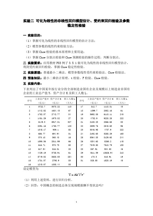 计量经济学实验二--李子奈