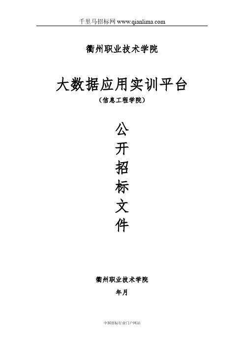 大数据应用实训平台项目的公开招投标书范本