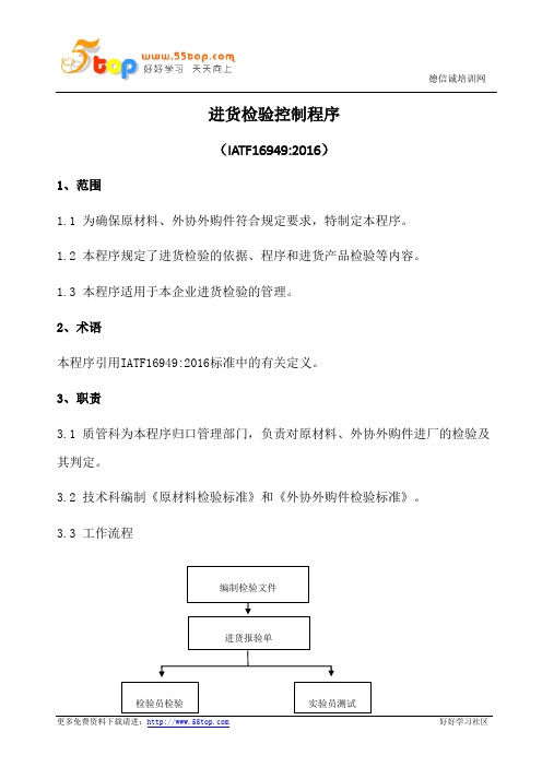 进货检验控制程序(含表格)