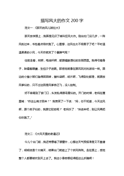 描写风大的作文200字
