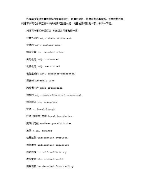 2021年托福写作科技类常用词整理一览
