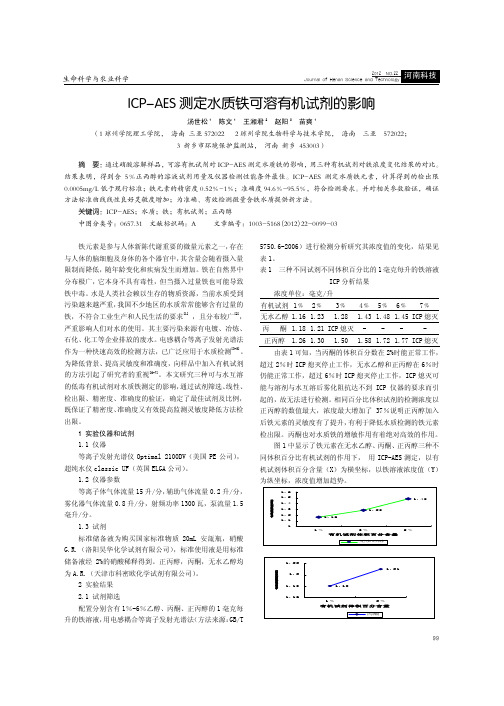 ICPAES测定水质铁可溶有机试剂的影响