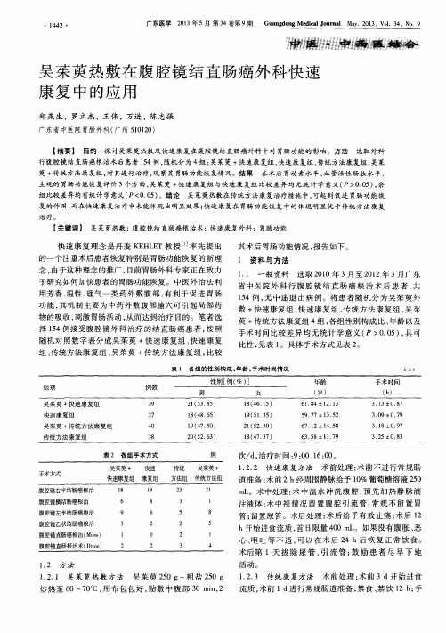 吴茱萸热敷在腹腔镜结直肠癌外科快速康复中的应用