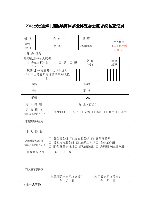 茶博会报名表
