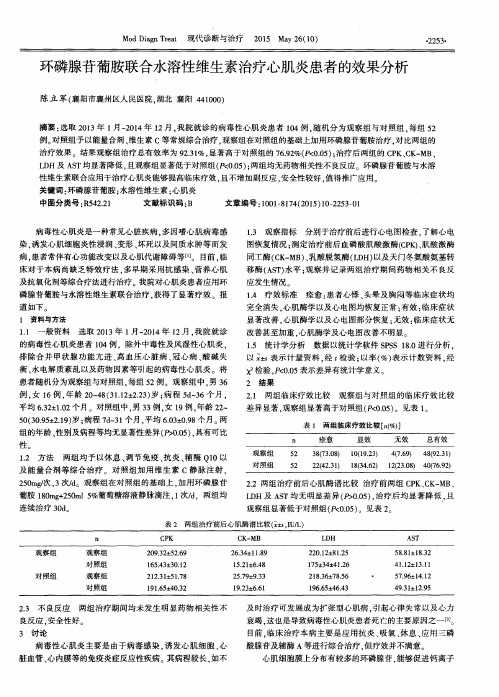 环磷腺苷葡胺联合水溶性维生素治疗心肌炎患者的效果分析