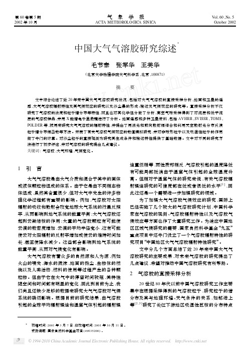 中国大气气溶胶研究综述