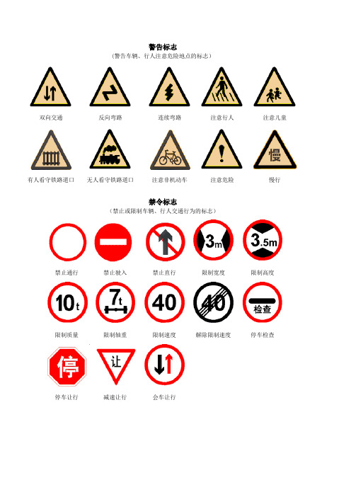 交通标志大全