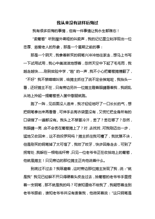 初一作文：我从来没有这样后悔过作文600字