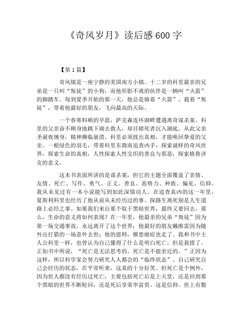 《奇风岁月》读后感600字