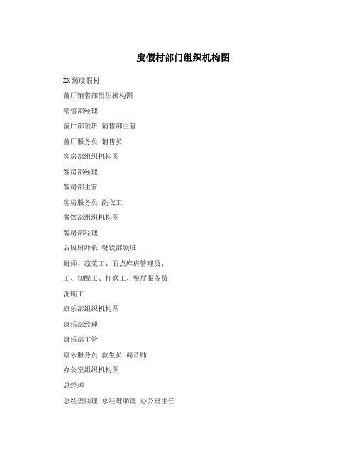 度假村部门组织机构图