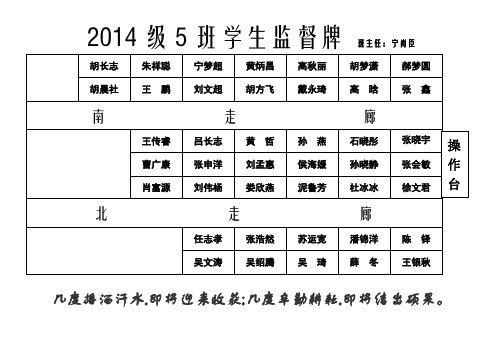 5班学生监督牌及座次表