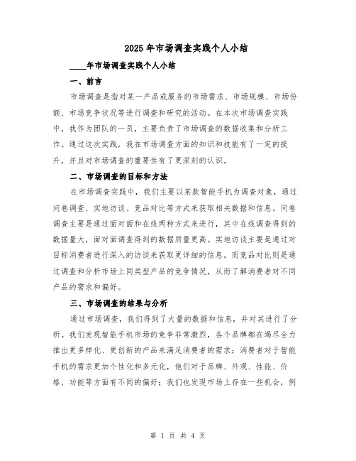 2025年市场调查实践个人小结（二篇）