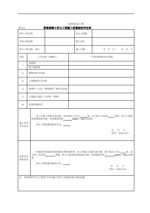 水利工程混凝土工程单元质量评定资料讲解