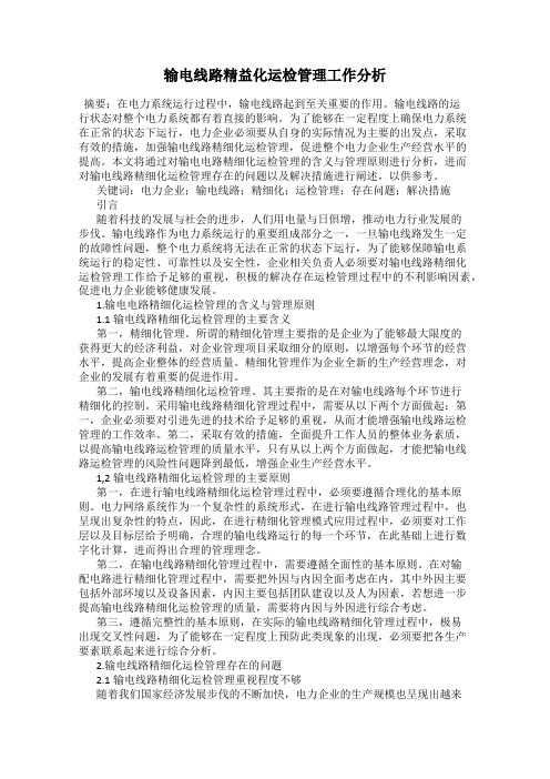 输电线路精益化运检管理工作分析
