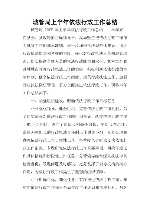 城管局上半年依法行政工作总结
