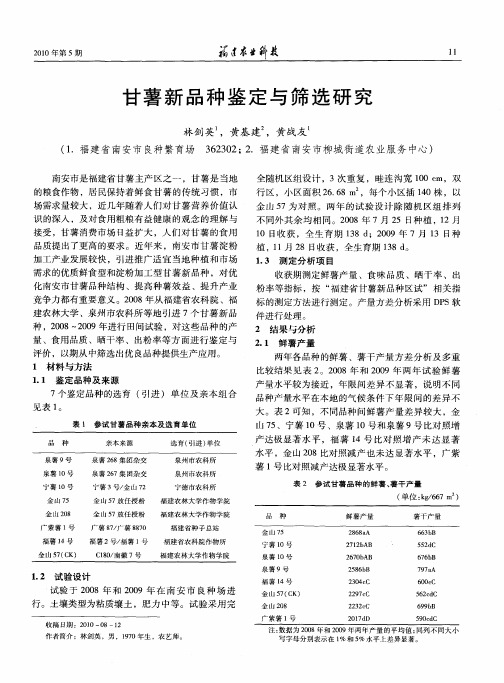 甘薯新品种鉴定与筛选研究