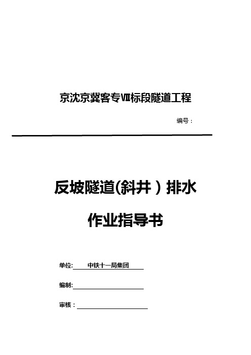 隧道-反坡隧道(斜井)排水作业指导书
