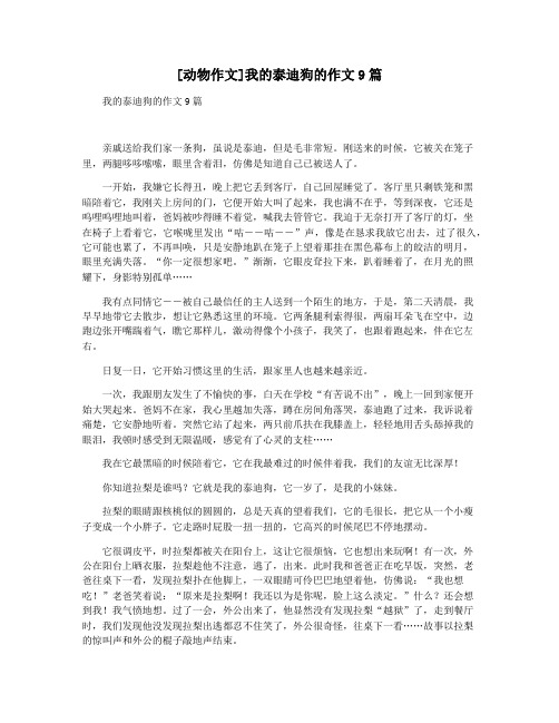 [动物作文]我的泰迪狗的作文9篇