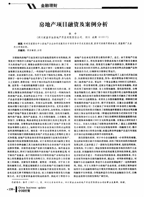 房地产项目融资及案例分析