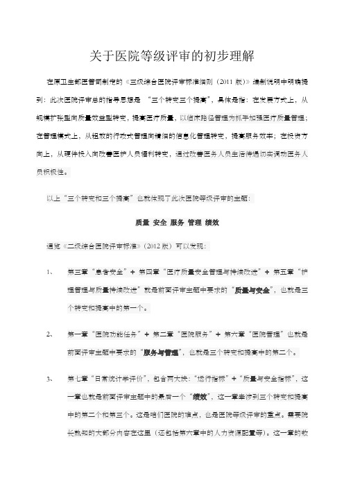 关于医院等级评审理解