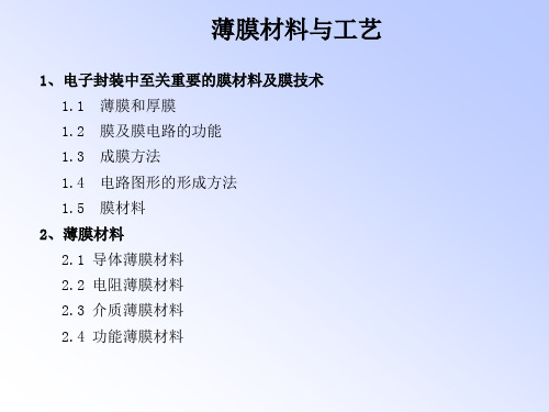 电子陶瓷薄膜技术、薄膜材料及工艺培训课件