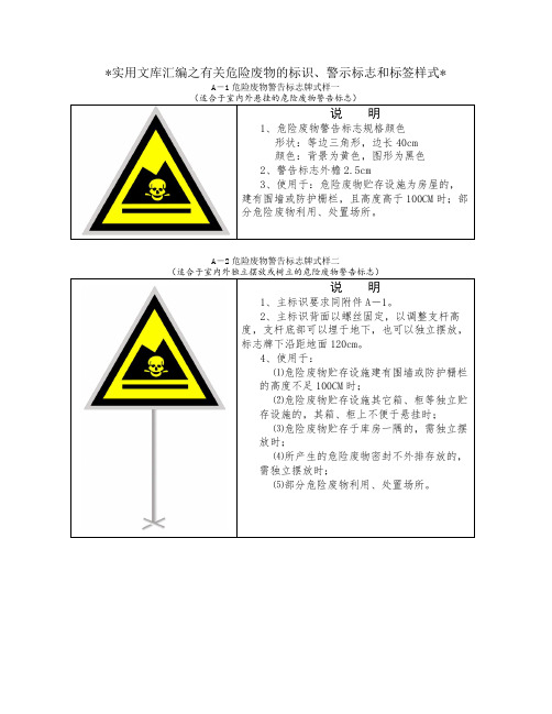实用文库汇编之危险废物标识、警示标志和标签样式