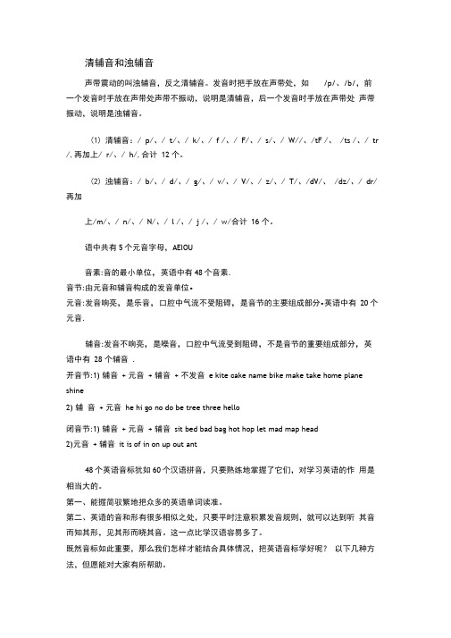 清辅音浊辅音