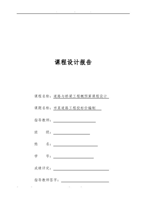 市政工程课程设计报告