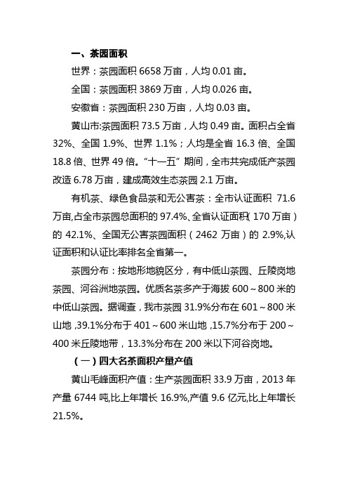 黄山市茶企基本情况