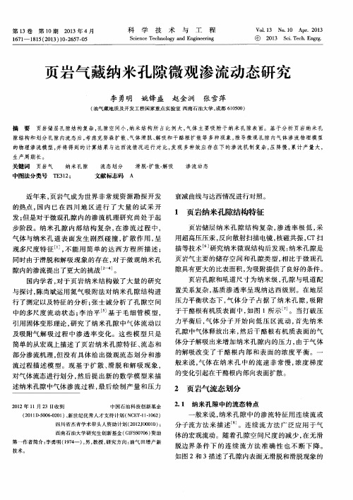 页岩气藏纳米孔隙微观渗流动态研究