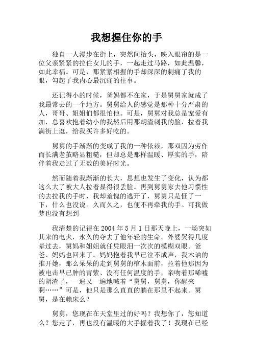 高一作文+我想握住你的手